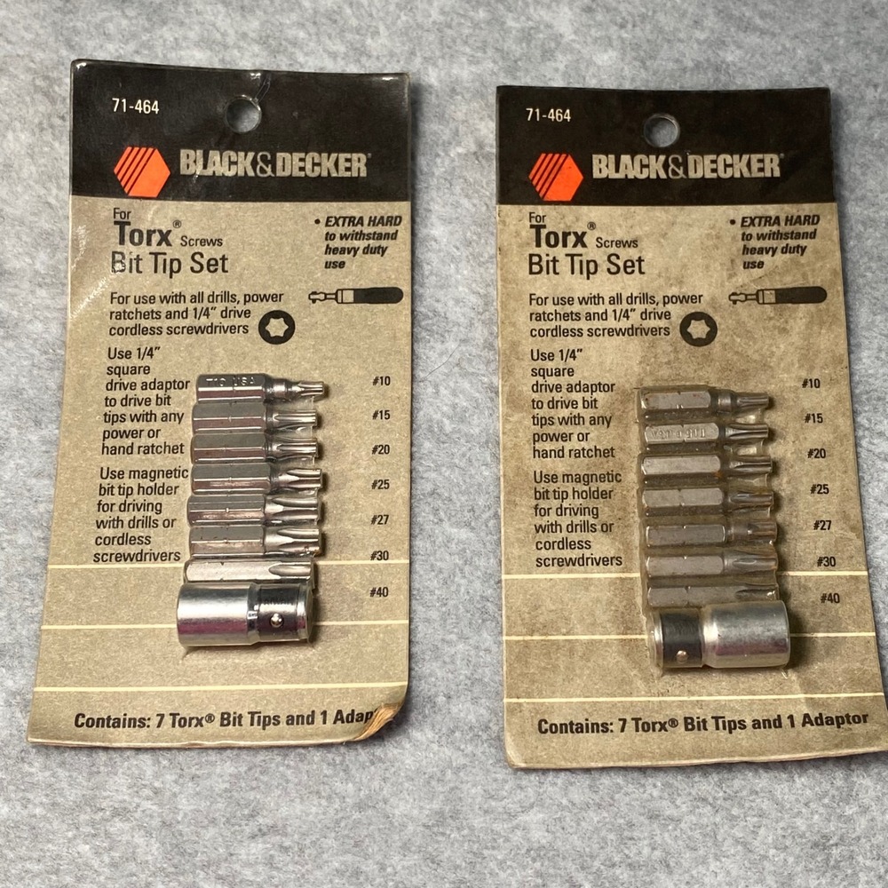Black & Decker Torx Bit Tip Set 8pc 71-464 2 Pack Silver NEW Star Bits Hand Tool